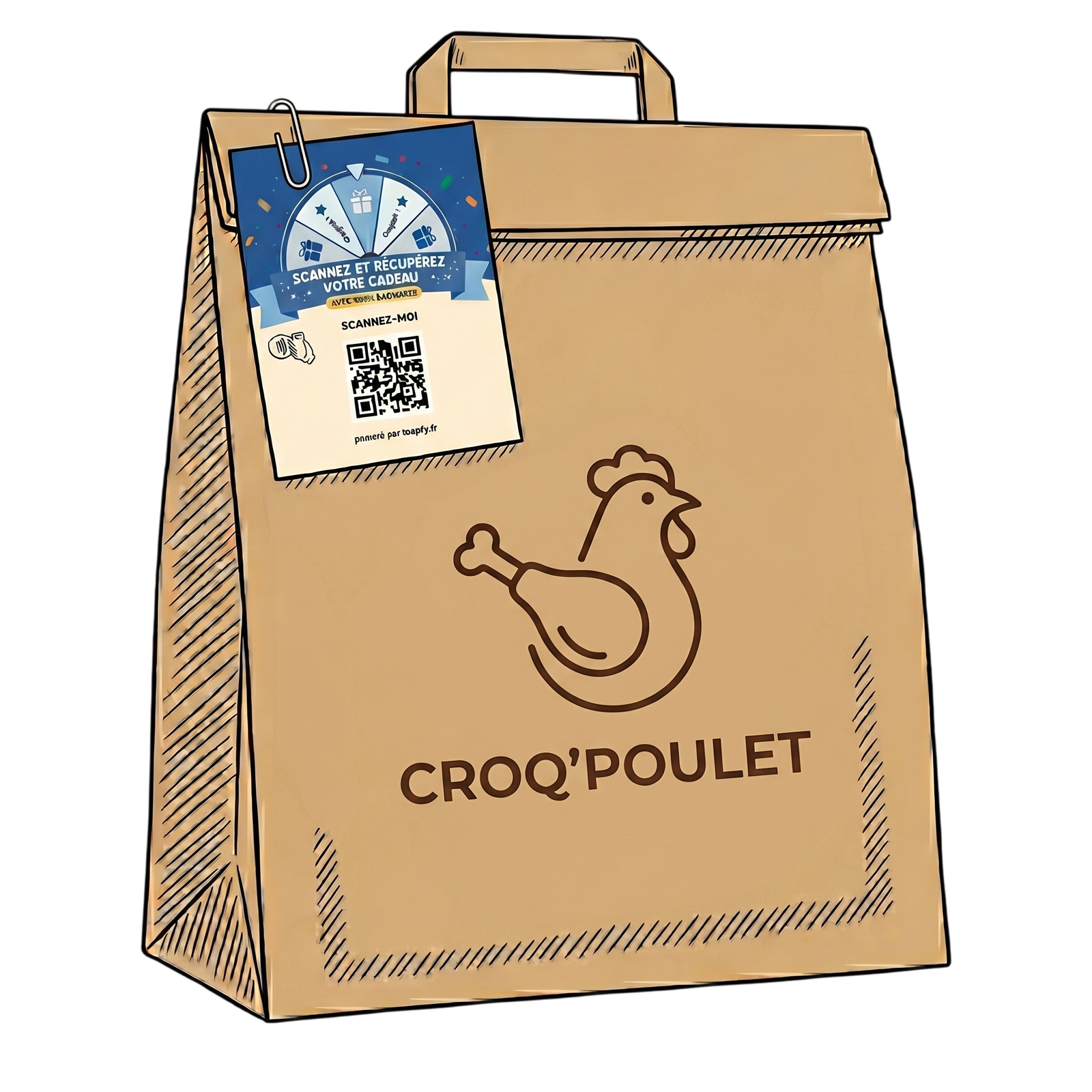 Flyer Loopfy sur sac de livraison
